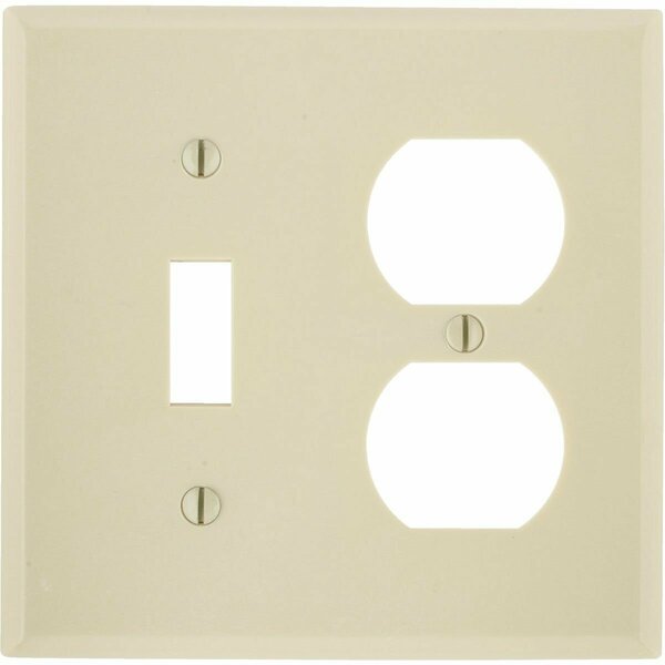 Leviton Oversized 2-Gang Thermoset Single Toggle/Duplex Outlet Wall Plate, Ivory 001-86105